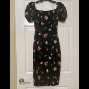 Black off shoulder Gianni Bini dress with flowers